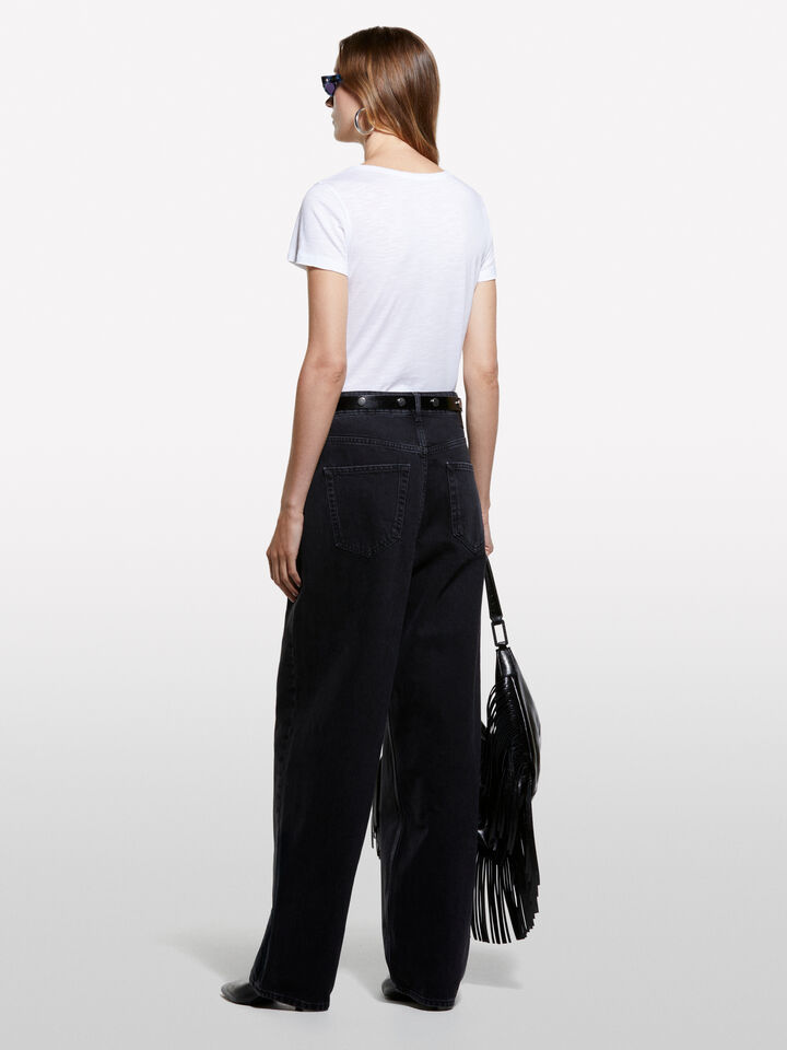 White crew neck t-shirt - women's short sleeve t-shirts - White | Sisley image number 2